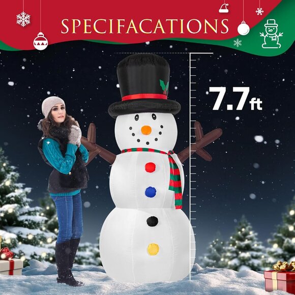 🆕8FT Christmas Inflatable Snowman with Colorful Button Outdoor Decoration - Picture 9 of 9
